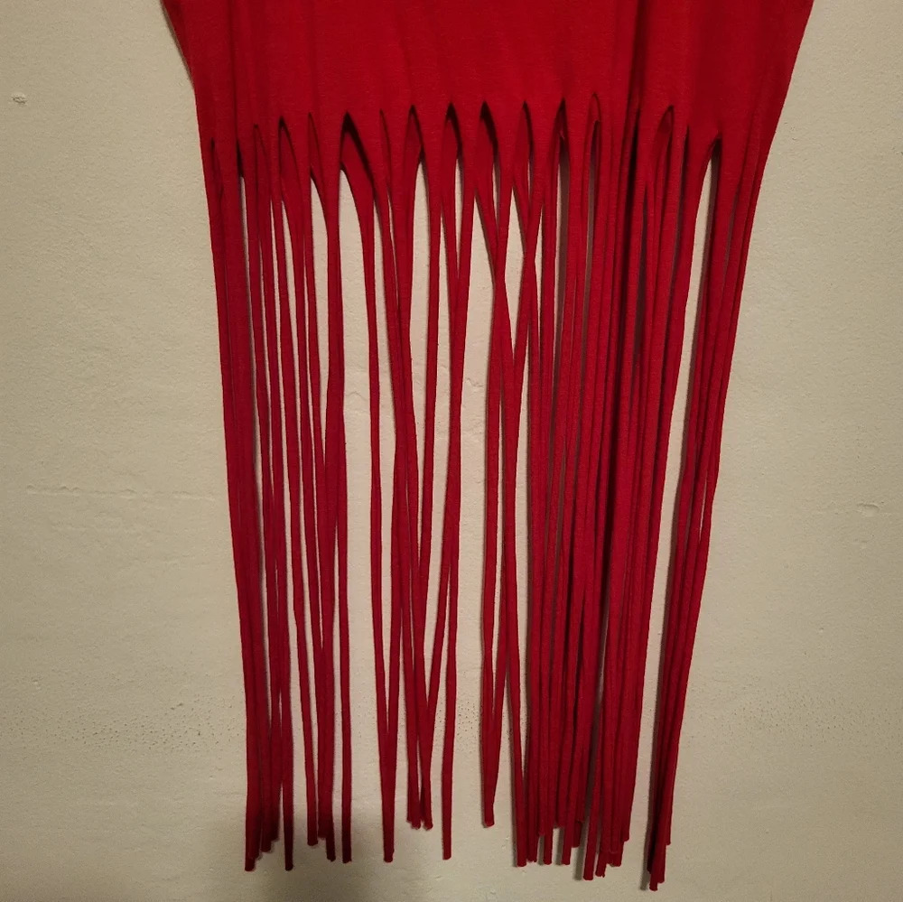 Bling Bling Women's Fringe Tank Top - RED (Size 2XL) - Picture 6 of 9